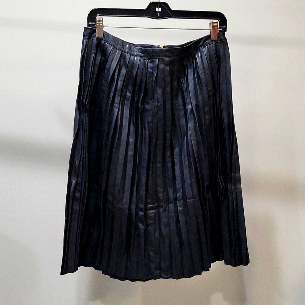 Faux Leather Midi Pleated Skirt